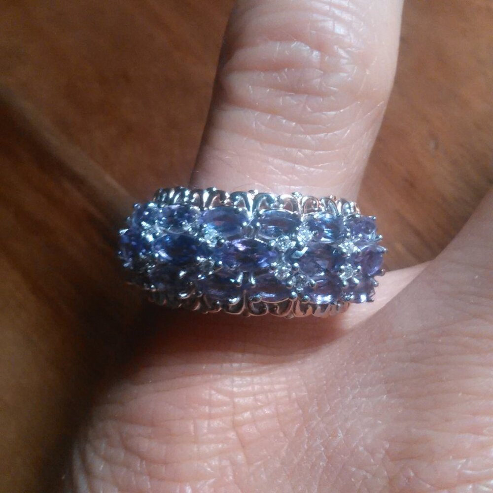 Amethyst and White Zircon Gold Vermeil Sterling Silver Ring (Size 6)